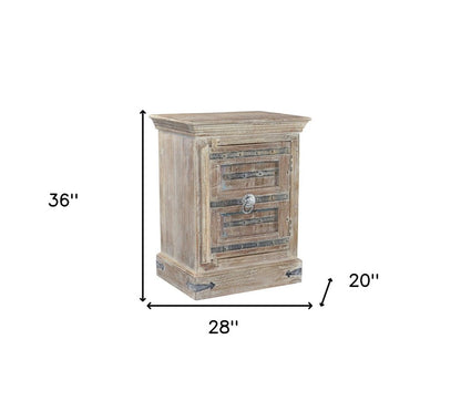 36" White Solid Wood Distressed Nightstand