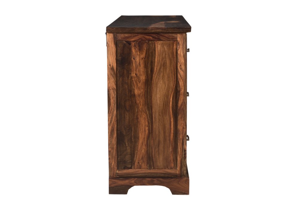 60" Dark Brown Live Edge Solid Wood Six Drawer Double Dresser