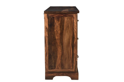60" Dark Brown Live Edge Solid Wood Six Drawer Double Dresser