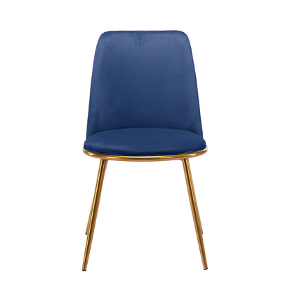 Blue And Gold Upholstered Velvet Dining Side Chair