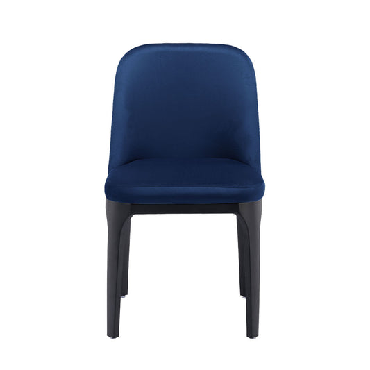 Blue And Black Velvet and Metal Dining Side Chair