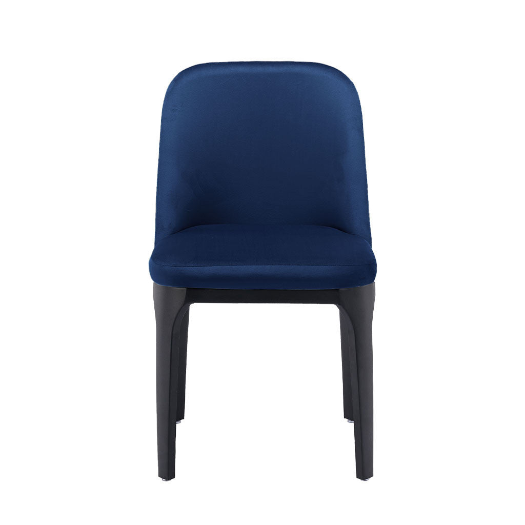 Blue And Black Upholstered Velvet Dining Side Chair