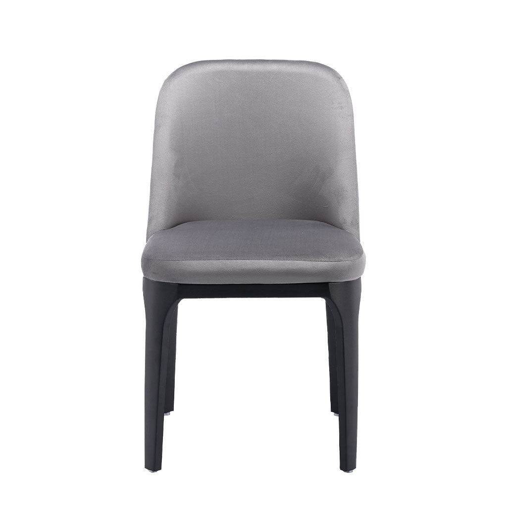 Gray And Black Upholstered Velvet Dining Side Chair