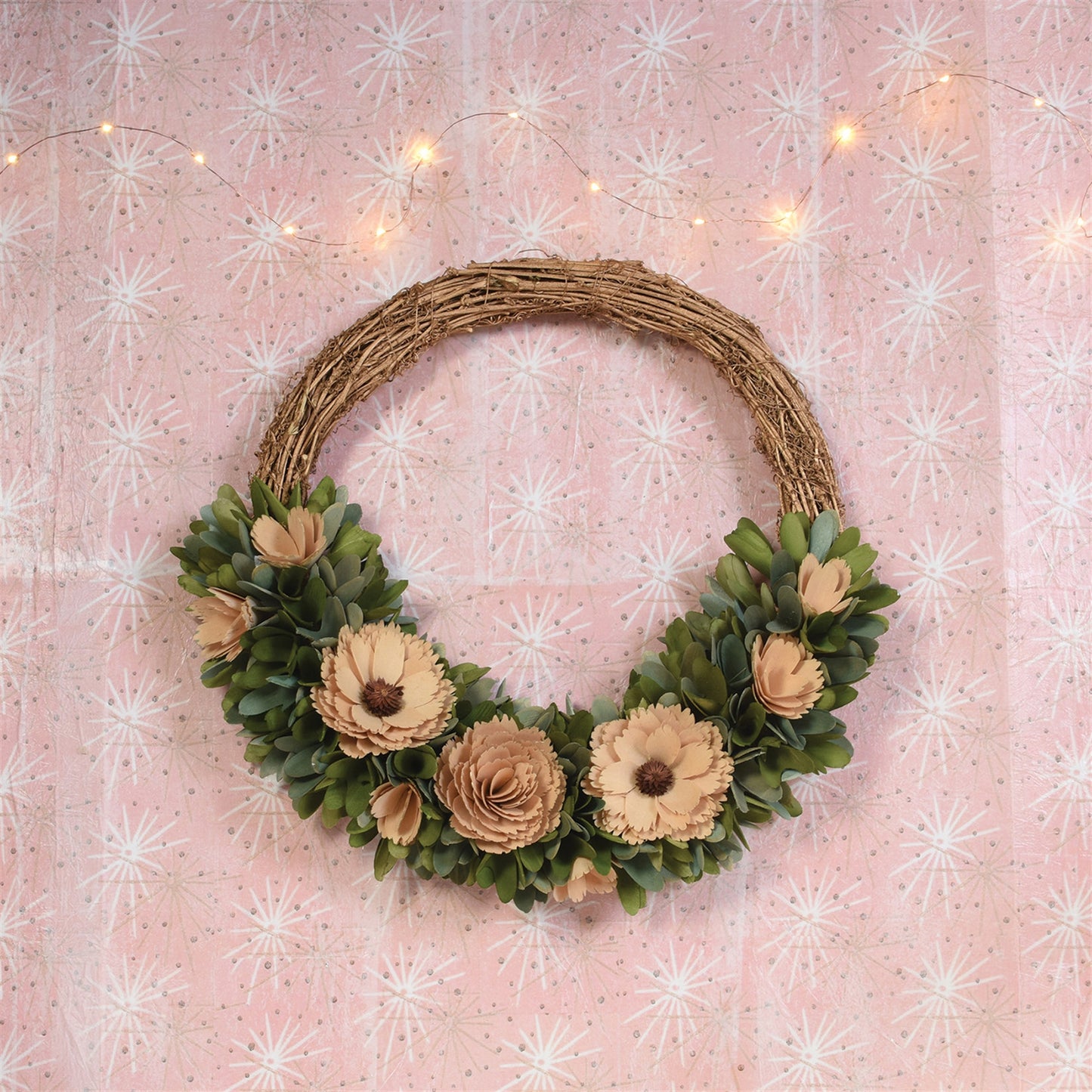 4" Green and Brown Artificial Mixed Assortment Wreath