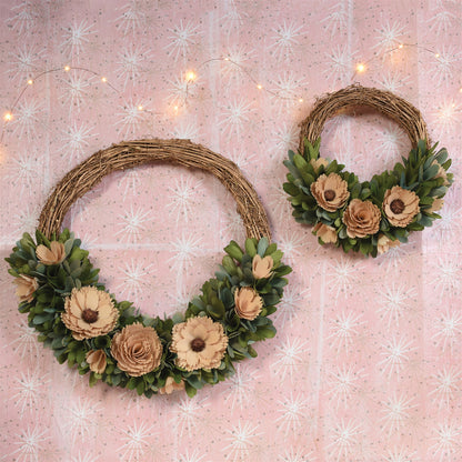 4" Green and Brown Artificial Mixed Assortment Wreath