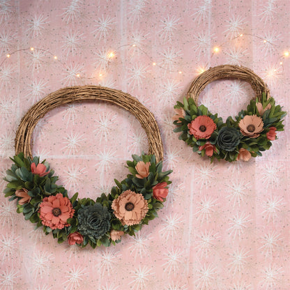 18" Pink and Green Artificial Mixed Assortment Wreath