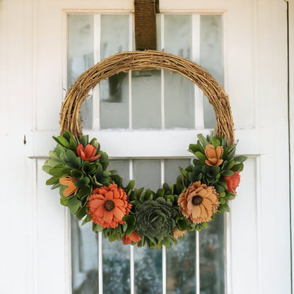 18" Pink and Green Artificial Mixed Assortment Wreath