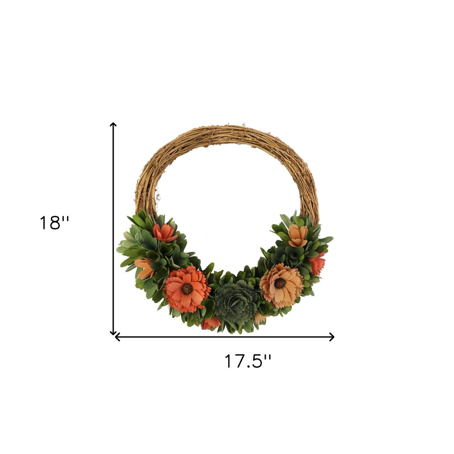 18" Pink and Green Artificial Mixed Assortment Wreath