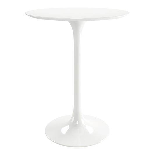 32" White Rounded Fiberglass and Metal Bar Table