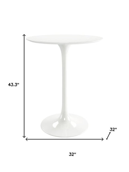 32" White Rounded Fiberglass and Metal Bar Table