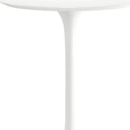 32" White Rounded Fiberglass and Metal Bar Table