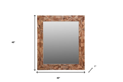 46" Brown Solid Wood Geometric Starburst Framed Accent Mirror