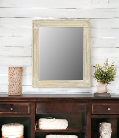 40" White Solid Wood Framed Accent Mirror