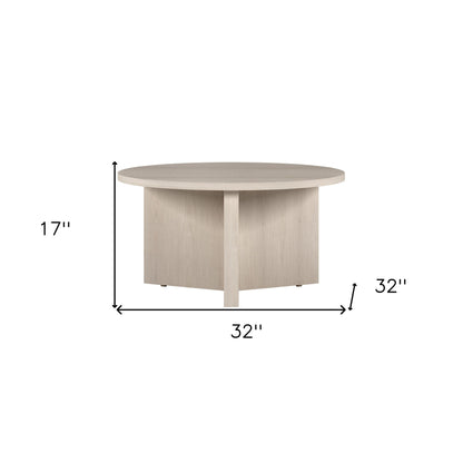 32" White Round Coffee Table