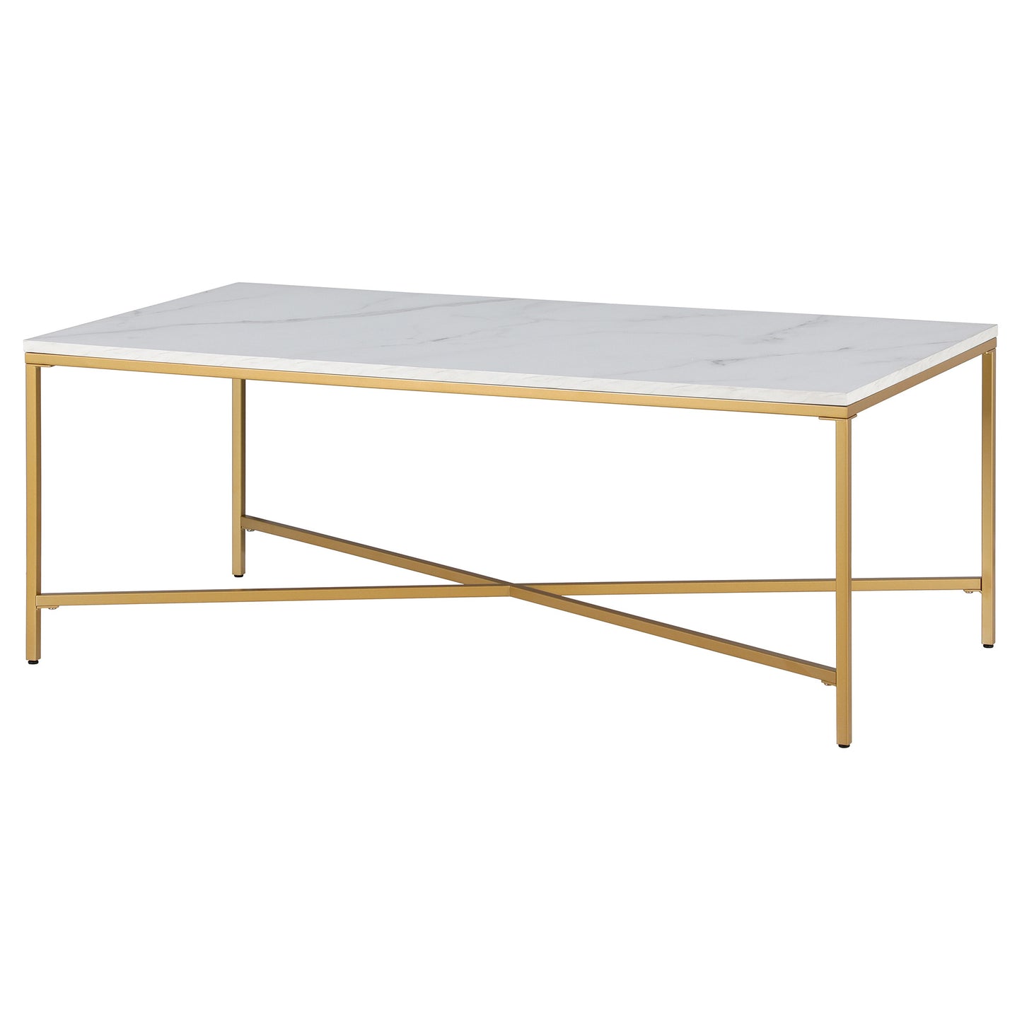 48" White And Gold Steel Coffee Table