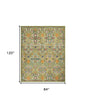 7' X 10' Green Floral Power Loom Area Rug