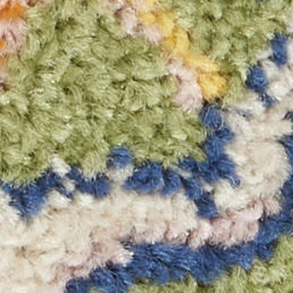 4' X 6' Green Floral Power Loom Area Rug