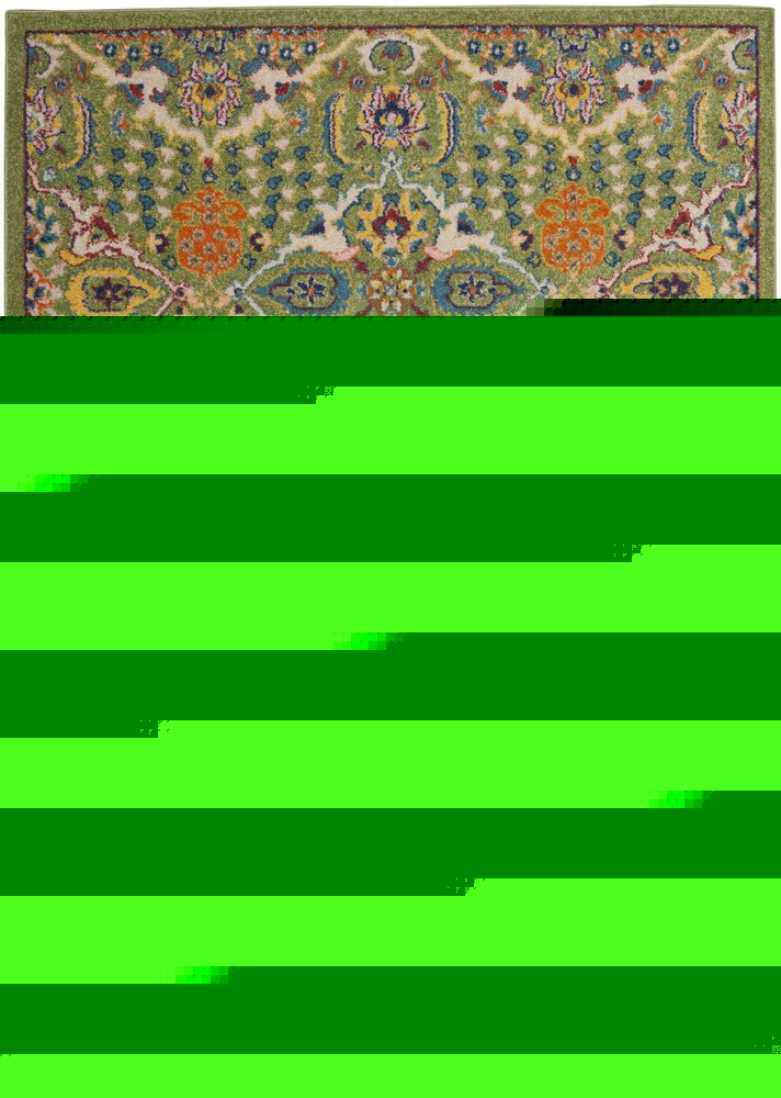 4' X 6' Green Floral Power Loom Area Rug