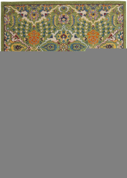 4' X 6' Green Floral Power Loom Area Rug