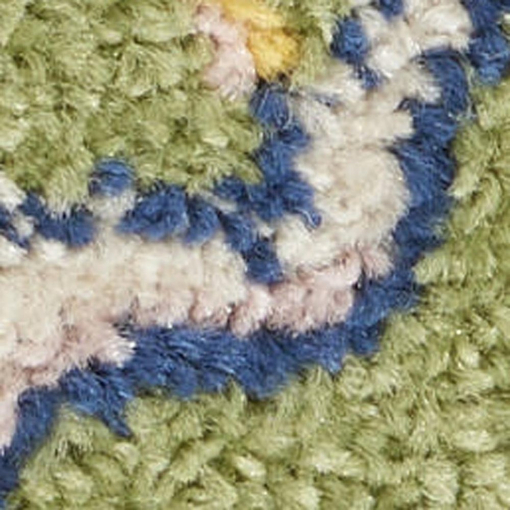 8' Green Floral Power Loom Runner Rug