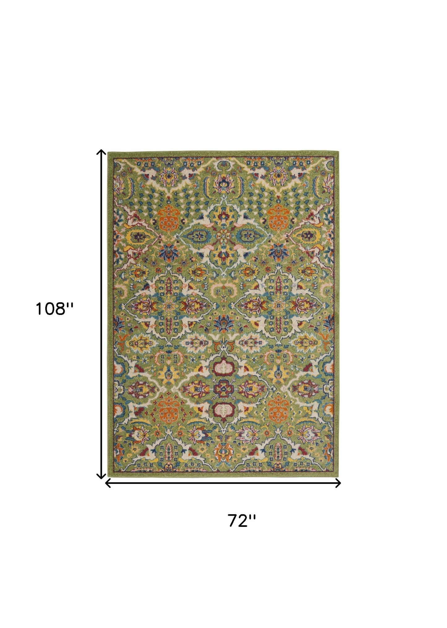 6' X 9' Green Floral Power Loom Area Rug