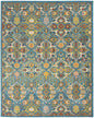 9' X 12' Teal and Gold Floral Power Loom Area Rug