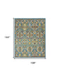 9' X 12' Teal and Gold Floral Power Loom Area Rug