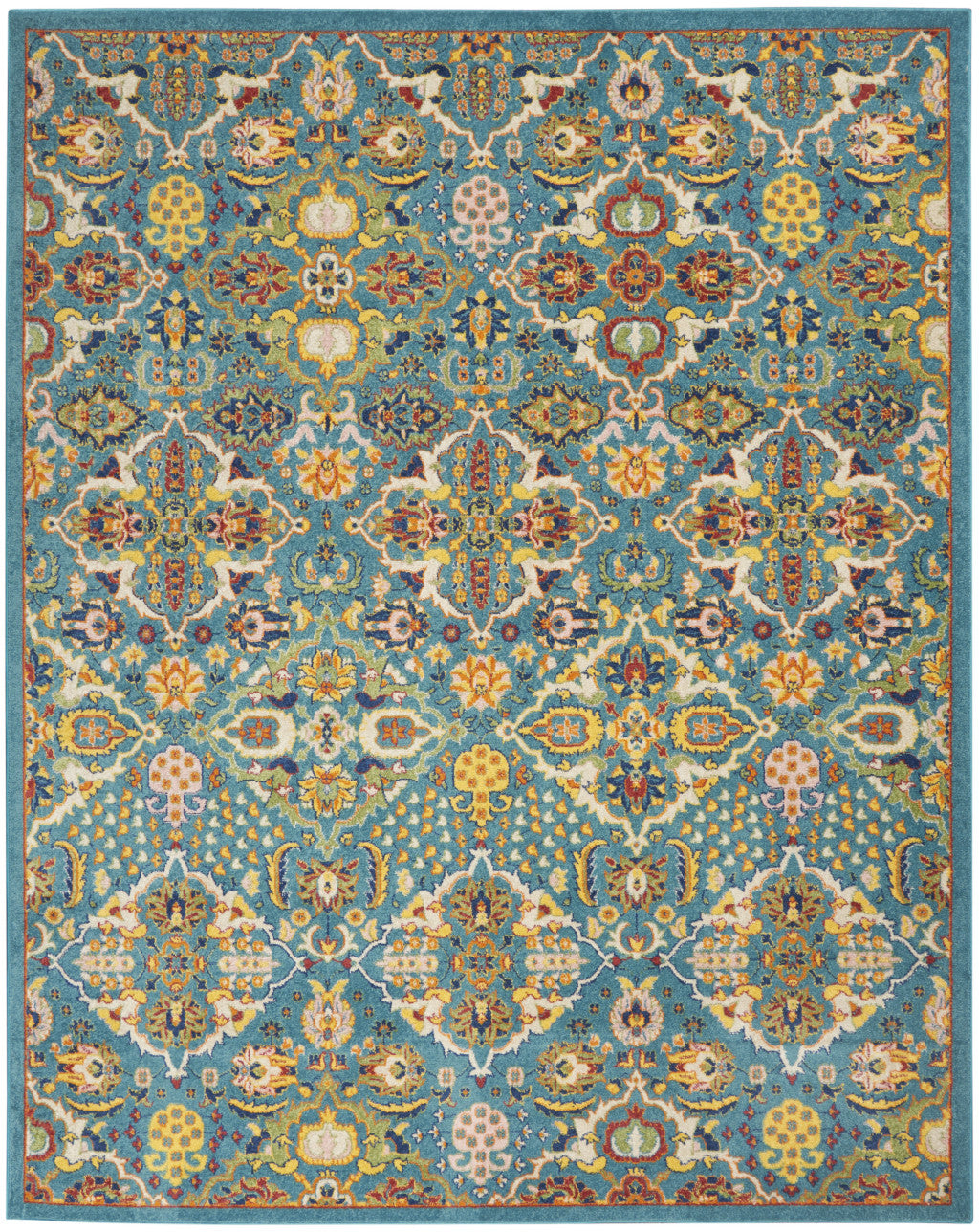 8' X 10' Blue Floral Power Loom Area Rug