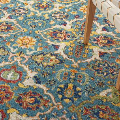 6' X 9' Blue Floral Power Loom Area Rug