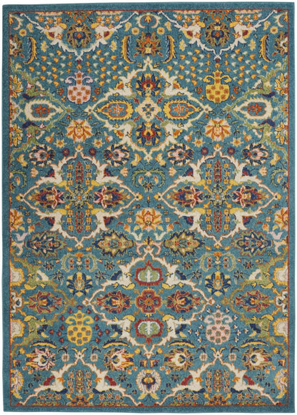 6' X 9' Blue Floral Power Loom Area Rug