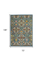 6' X 9' Blue Floral Power Loom Area Rug