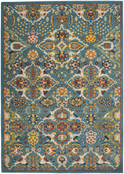 4' X 6' Blue Floral Power Loom Area Rug