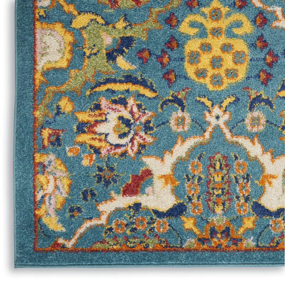 4' X 6' Blue Floral Power Loom Area Rug