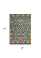 4' X 6' Blue Floral Power Loom Area Rug