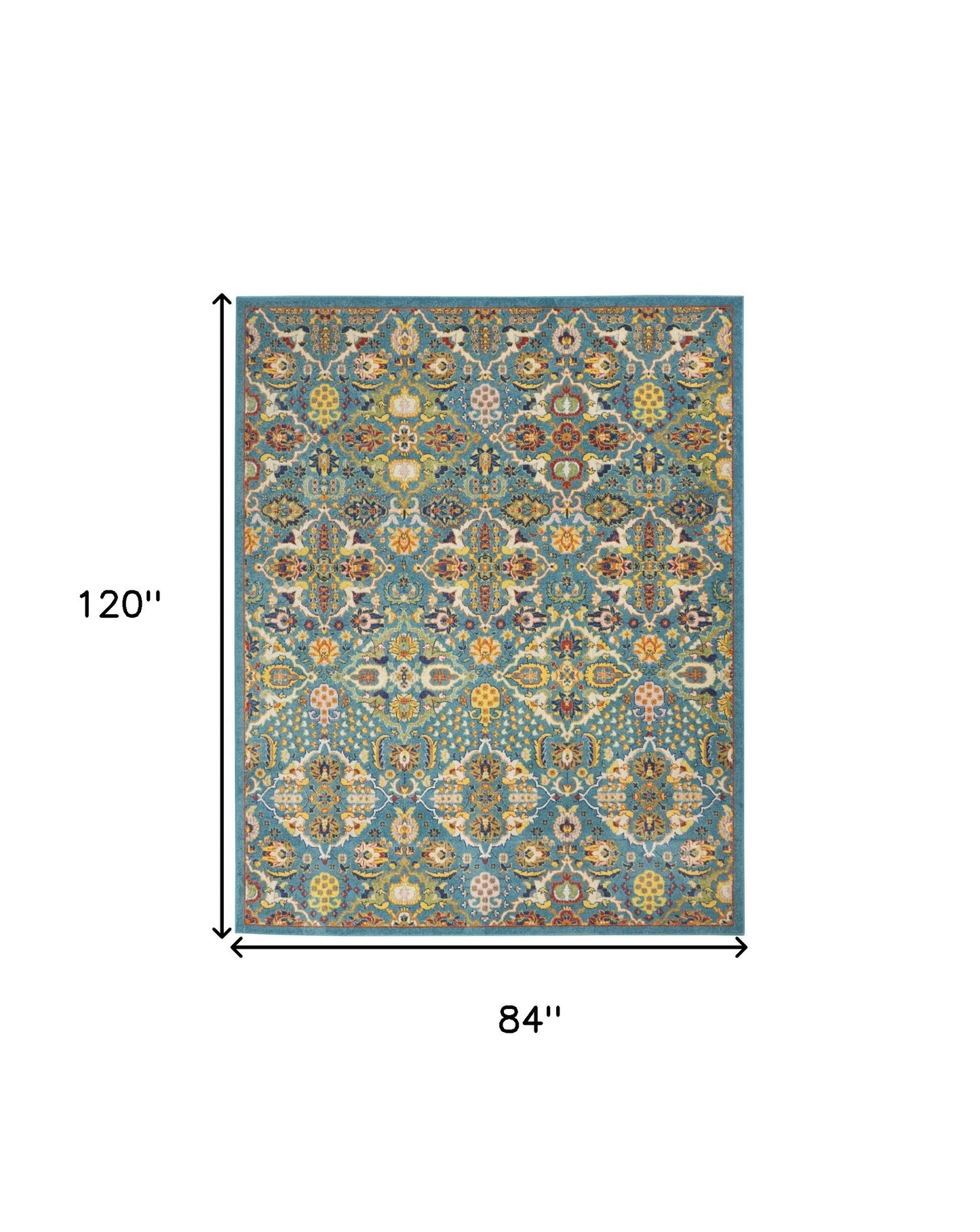 7' X 10' Blue Floral Power Loom Area Rug