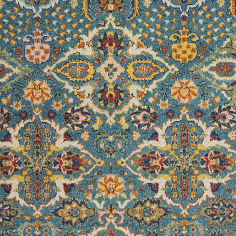 5' X 7' Blue Floral Power Loom Area Rug