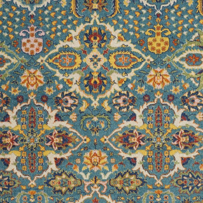 5' X 7' Blue Floral Power Loom Area Rug