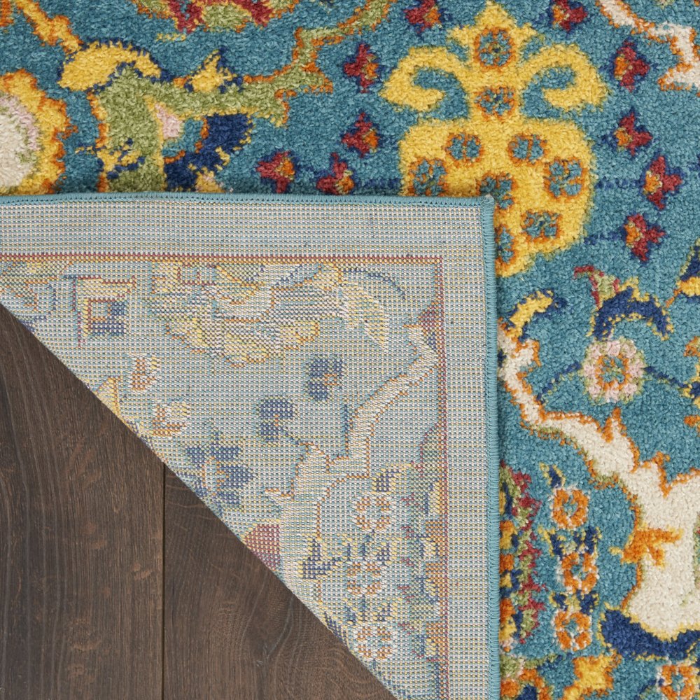 5' X 7' Blue Floral Power Loom Area Rug