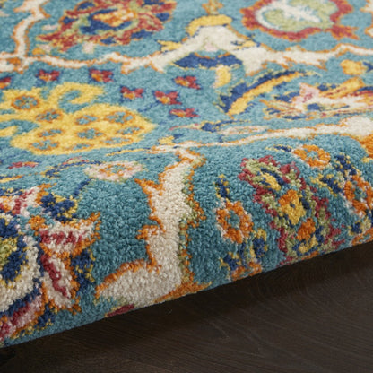 5' X 7' Blue Floral Power Loom Area Rug