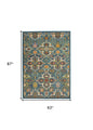 5' X 7' Blue Floral Power Loom Area Rug