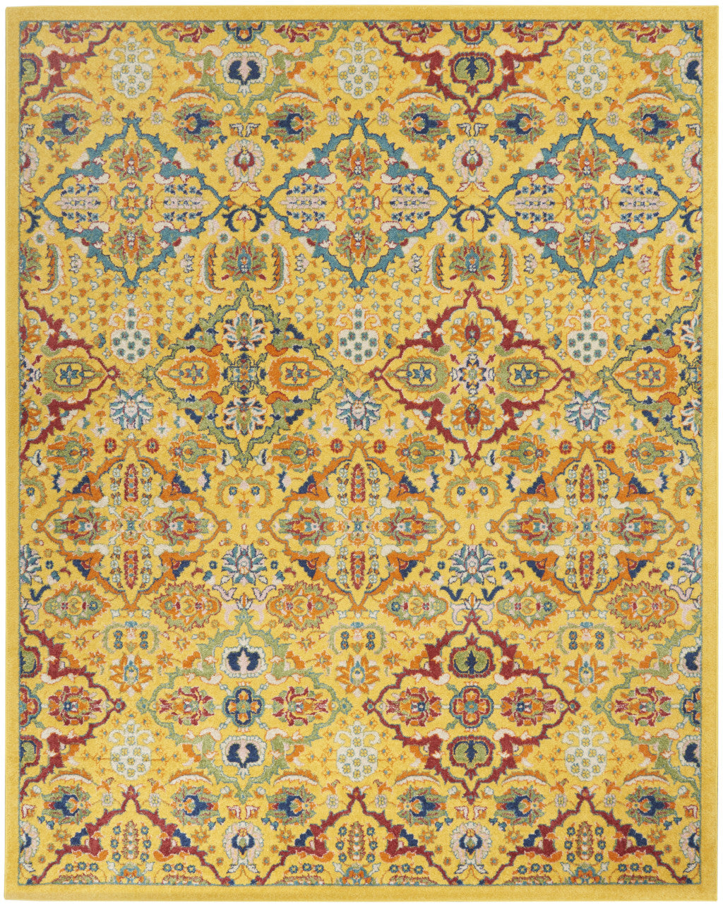 8' X 10' Yellow Floral Power Loom Area Rug