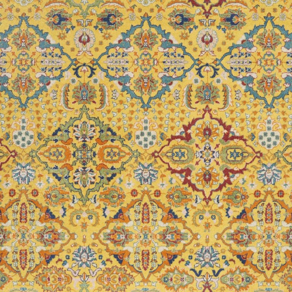 8' X 10' Yellow Floral Power Loom Area Rug
