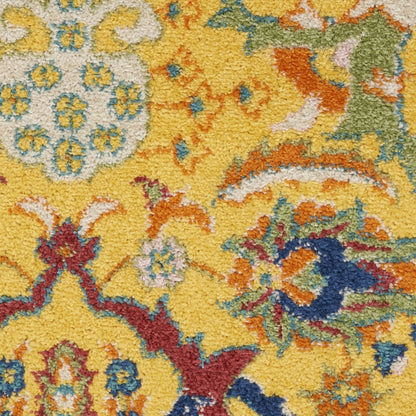8' X 10' Yellow Floral Power Loom Area Rug