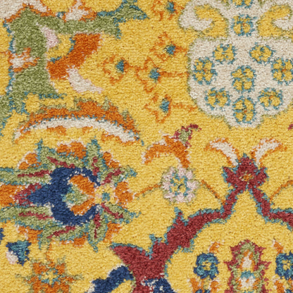 8' X 10' Yellow Floral Power Loom Area Rug