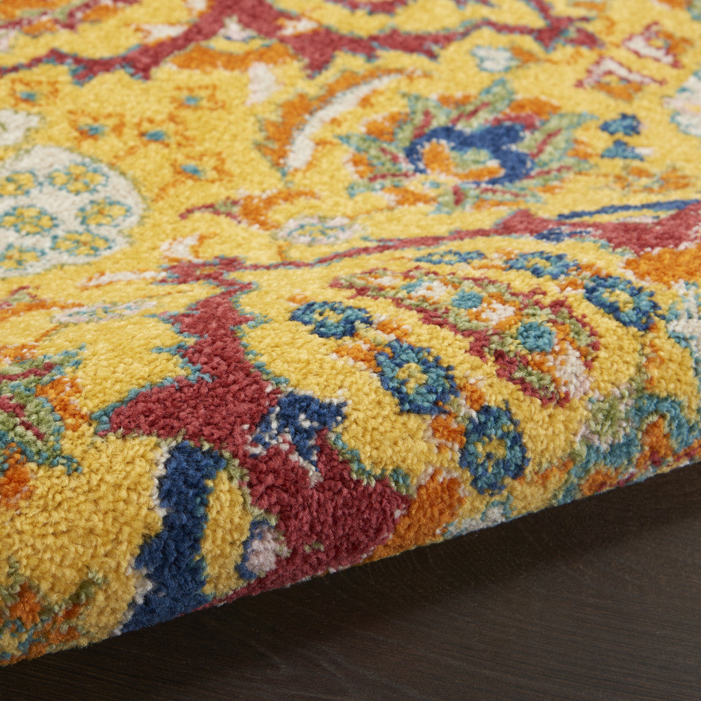 8' X 10' Yellow Floral Power Loom Area Rug