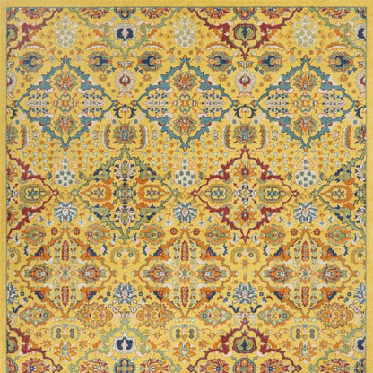 7' X 10' Yellow Floral Power Loom Area Rug