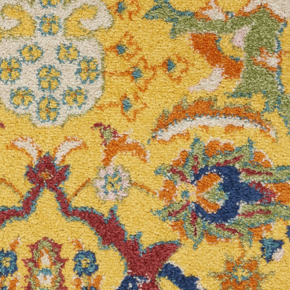 7' X 10' Yellow Floral Power Loom Area Rug