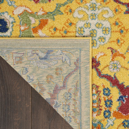 7' X 10' Yellow Floral Power Loom Area Rug