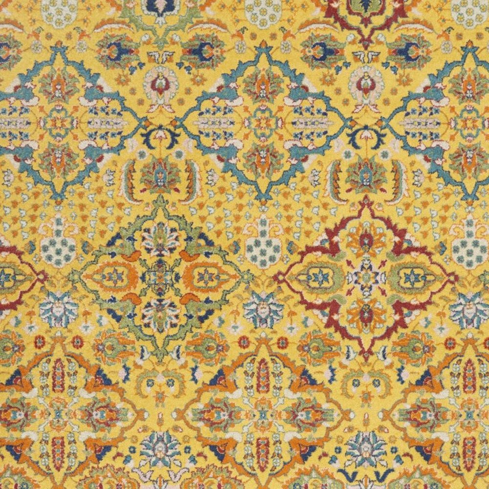 7' X 10' Yellow Floral Power Loom Area Rug