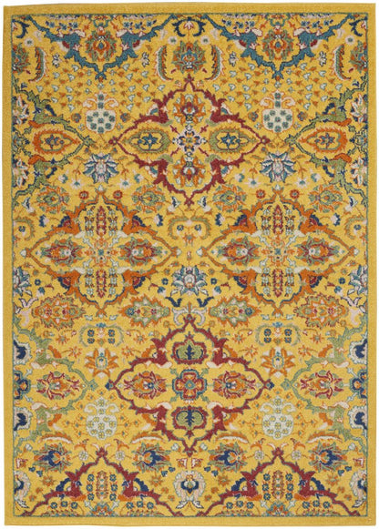5' X 7' Yellow Floral Power Loom Area Rug
